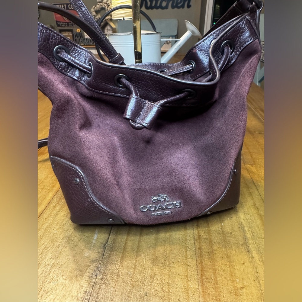 COACH Pristine Baby Mickie
Drawstring Shoulder Bag Suede - Picture 2 of 11